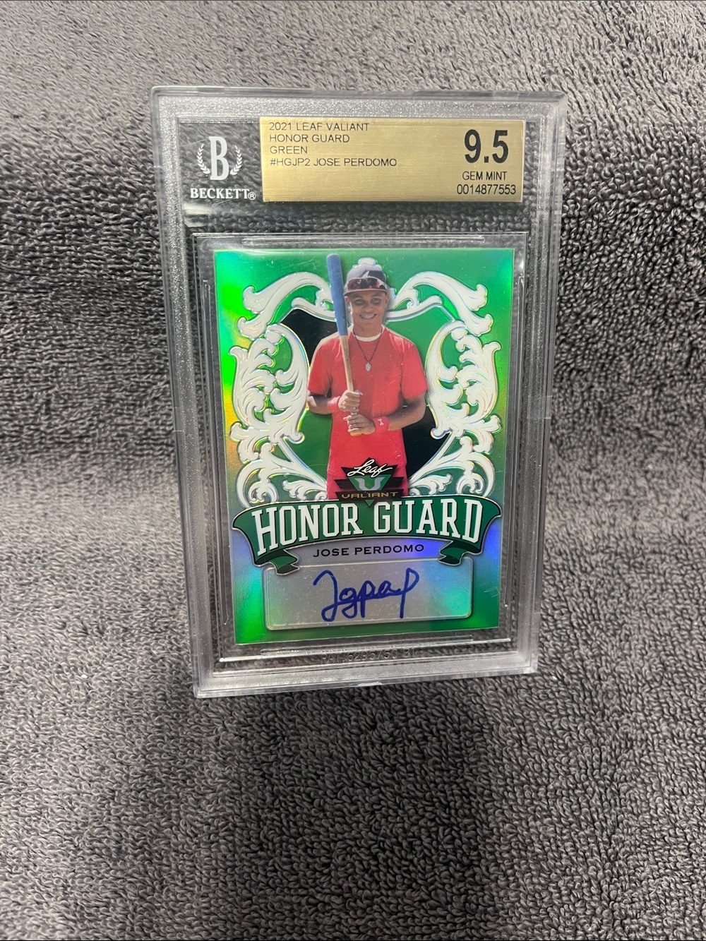 2021 Leaf Valiant Honor Guard Green Jose Perdomo GEM MINT - Beckett 9.5/auto 10